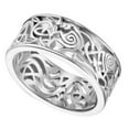 thumbnail image 2 of Viking Wolf Ring Silver Stainless Steel Celtic Norse Knot Band Unisex Fantasy Forge Jewelry, 2 of 3