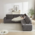 thumbnail image 3 of 110" Oversized L Shaped Sofa with Charging Ports and Cup-holders, Modern 5 Seat Corduroy Cloud Couch with Armrest Storage and Deep Seat for Living Room, Dark Grey, 3 of 7