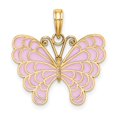thumbnail image 4 of Diamond2Deal 14K Yellow Gold Lavender Enameled Butterfly Pendant for Women (L- 0.82 in, W- 0.84 in), 4 of 4