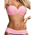 thumbnail image 1 of Femmes 2 Pièces Maillots de Bain Bikini Bande Spaghetti Sangle Sans Manches Fronde Débardeurs Soutien-Gorge et Taille Basse String Maillots de Bain Ensemble, 1 of 7