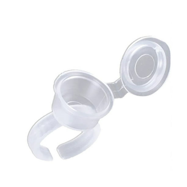 Palillo y aseo del tatuaje del tatuaje Tatuaje Tinta taza de pegamento taza de plástico Nail Art Anillos Maquillaje Pigmento Soporte claro con tapa de la tapa 50 piezas AweSitey CE001454-00