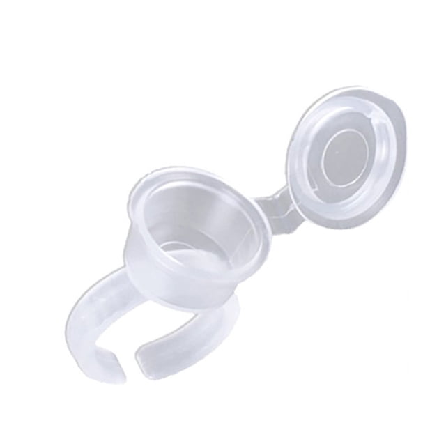 Palillo y aseo del tatuaje del tatuaje Tatuaje Tinta taza de pegamento taza de plástico Nail Art Anillos Maquillaje Pigmento Soporte claro con tapa de la tapa 50 piezas Inevent CE001454-00