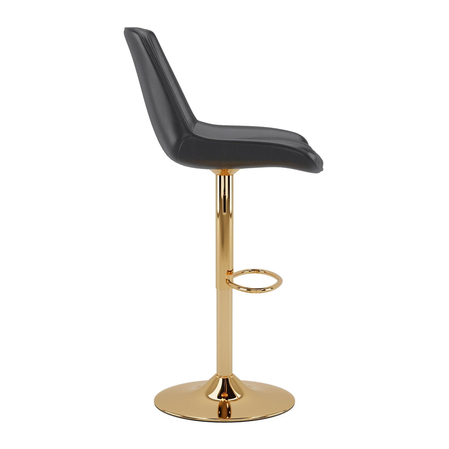 CorLiving Arwen Set of 2 Faux Leather Upholstered Adjustable Height Gold Base Indoor Barstools