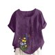 thumbnail image 4 of TaTaai Casual Printed Button Blouse, Women's Short Sleeve Linen Feel T-Shirt, Comfortable Top for All Seasons Gift, 4 of 4