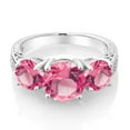 thumbnail image 4 of Gem Stone King 5.00 Cttw Pink Mystic Topaz 3-Stone Engagement Ring in 925 Sterling Silver | Three Stone Wedding Engagement Anniversary Promise Ring for Women | Size 5,6,7,8,9, 4 of 6