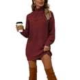 thumbnail image 2 of SeekIslan Women's Sweaters with High Neck Long Sleeve Fringe Tunic Knit Pullover, 2 of 4