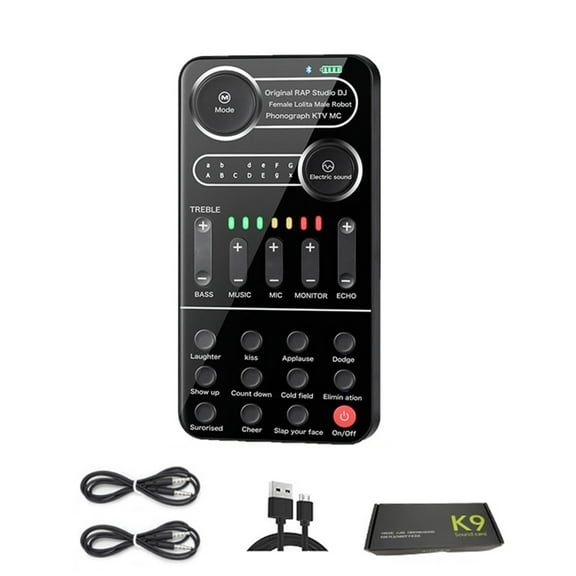 K9 Live Sound Card External USB Headset Microphone Live Broadcast Sound Card for MobilePhone Computer PC
