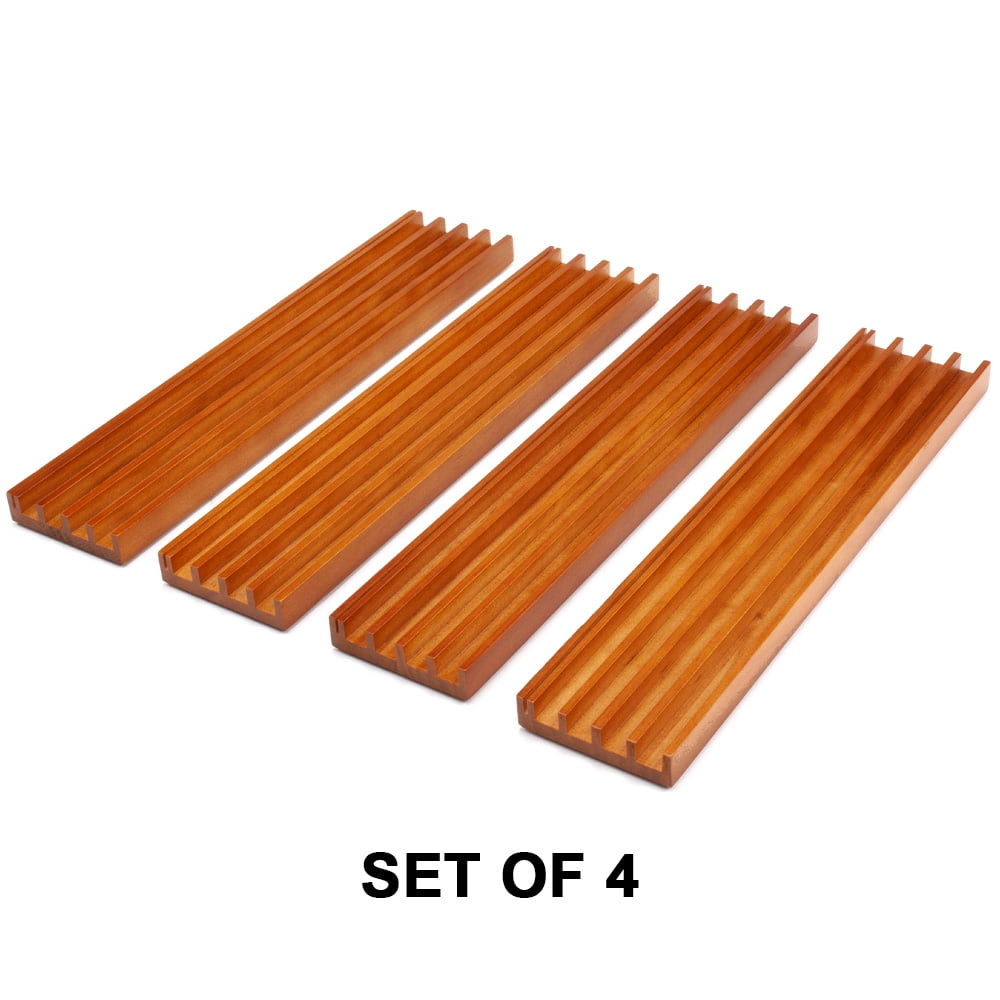 GSE Games & Sports Expert Set of 4 Wooden Domino & Playing Card Racks Trays Holders, Organizer for Mexican Train/Chicken Foot Dominoes Games and Card Games