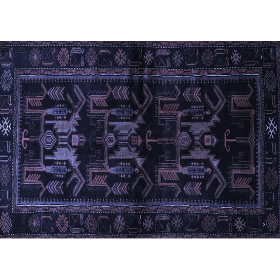 Ahgly Company Machine Washable Indoor Rectangle Animal Blue Traditional Area Rugs, 4' x 6'