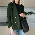 thumbnail image 4 of Womens Tops Long Sleeve Fall Winter Suit Collar Solid Color Woolen Small Coat Hoodless Casual Coat Jacket Army Green M,Blouse for Women, 4 of 5