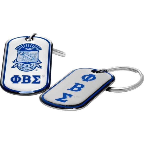 Phi Beta Sigma Epoxy Coated Dog Tag Key Ring [Silver - 2"]