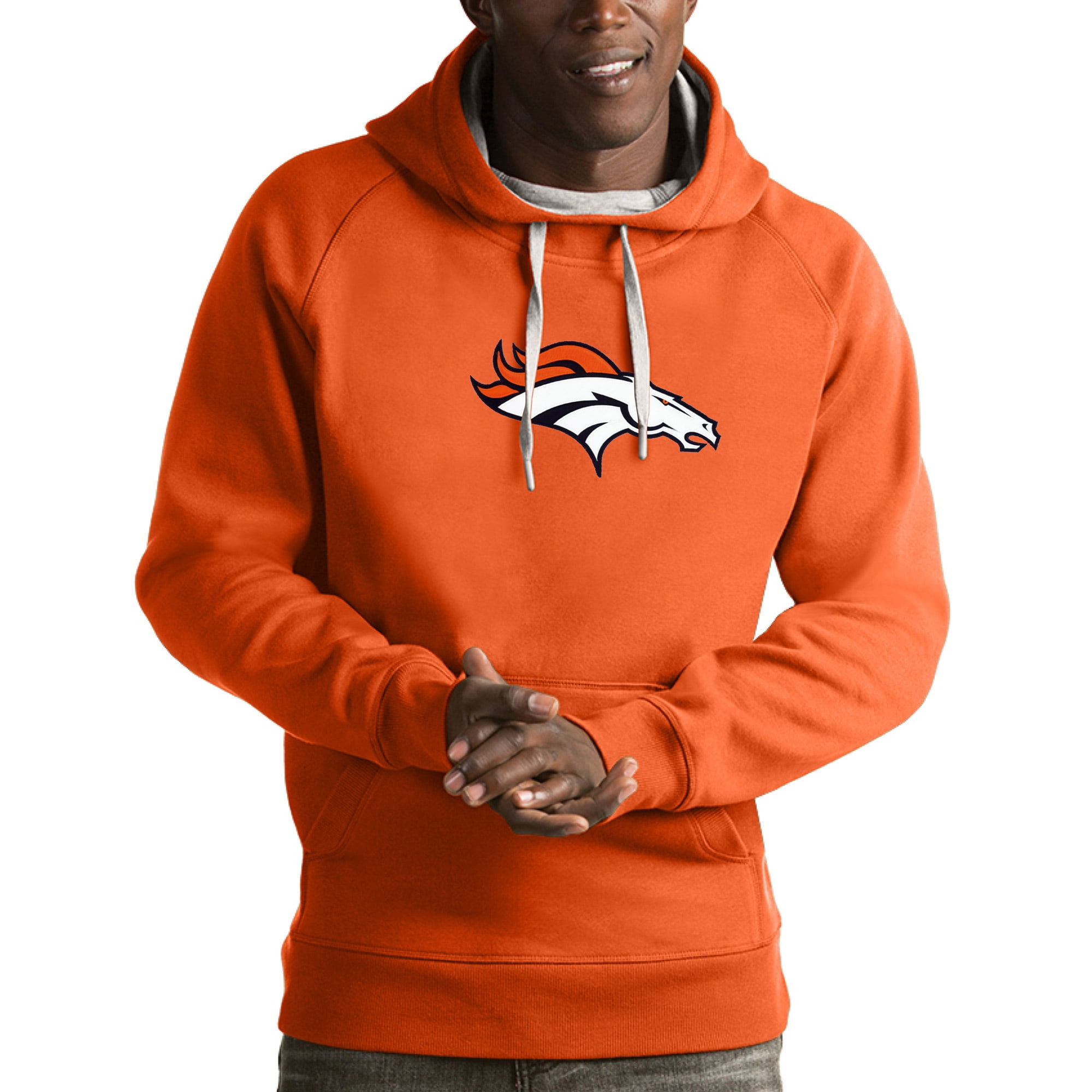 Denver Broncos Antigua Victory Pullover Hoodie Orange