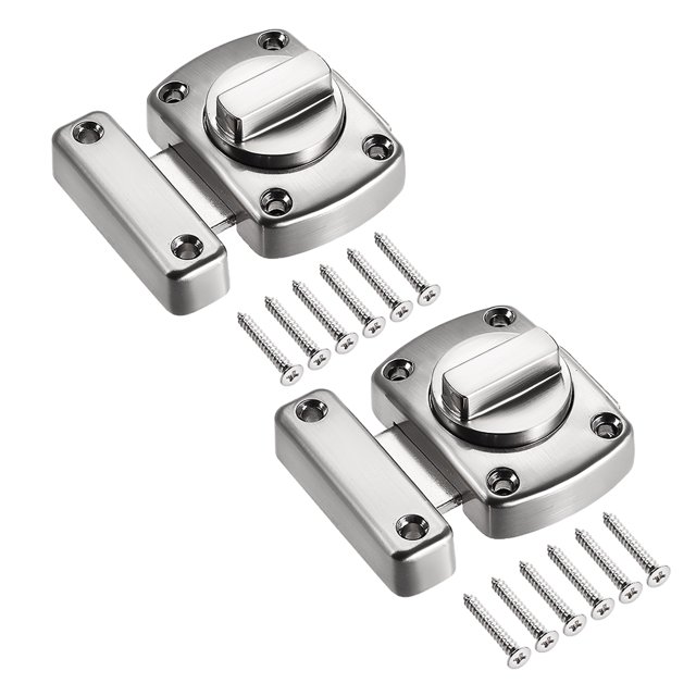 Pestillo de perno giratorio, cerradura de puerta deslizante de seguridad de aleación de zinc de 1.5", 2 piezas (plata)