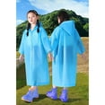 thumbnail image 2 of Kids Rain Jacket,Poncho Boys Girls Plain Color Buttoned Raincoat Waterproof Thick for All Weather,Girls Rain Jacket,Z02 Sky Blue,4-9 Years, 2 of 3