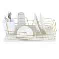 thumbnail image 3 of Michael Graves Design Deluxe Dish Rack with Gold Finish Wire and Removable Dual Compartment Utensil Holder, White/Gold, 3 of 3