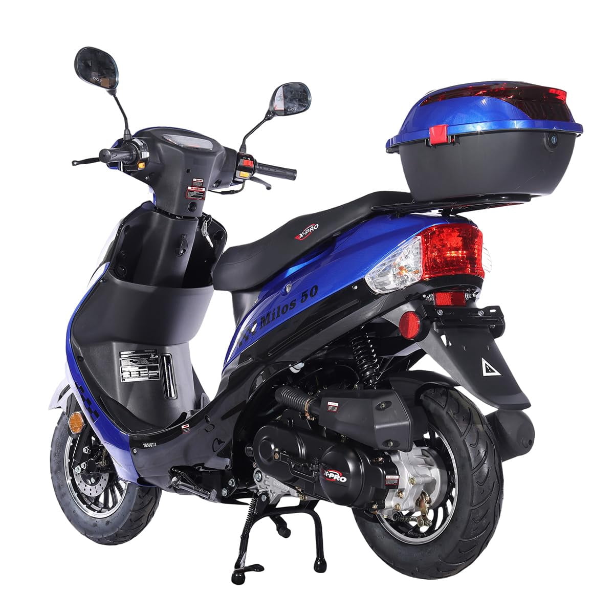 X-Pro Brand New Milos 50 Moped Scooter with 10" Aluminum Wheels, Rear Trunk, Electric/Kick Start!