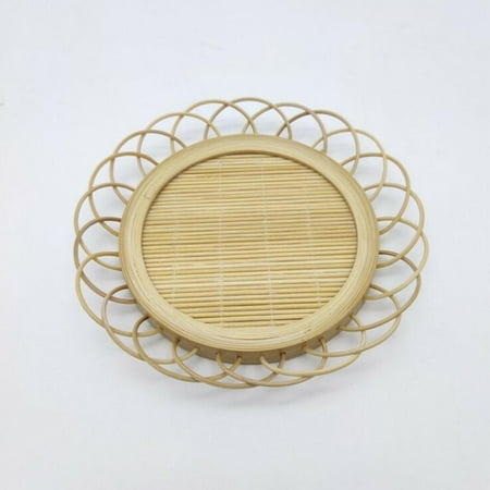 

Bamboo Boho Rattan Coasters Woven Wicker Retro Rustic Coffee Drinks Placemats for Home Table Decor