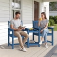thumbnail image 2 of FUNDAZE All-Weather HDPE Double Patio Chair with 2-Tier Table & Umbrella Hole, Outdoor Conversation Set for Garden, Poolside, Balcony, Navy Blue, 2 of 9
