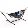 thumbnail image 2 of Edtara Hamac Double Portable avec Support, Hamac en Coton Capacité de 450 Lb pour 2 Adultes, Ensemble Autoportant Intérieur Extérieur avec Support en Acier Robuste et Sac de Transport, 2 of 8