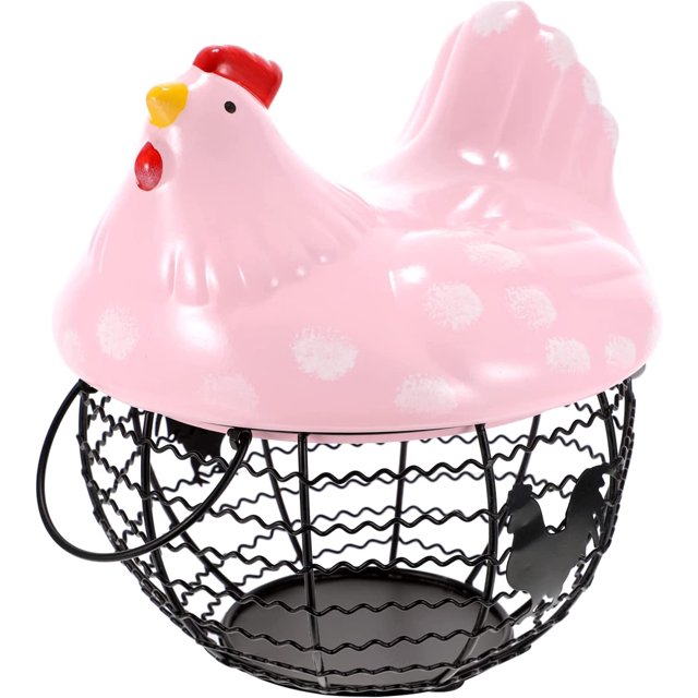 Cesta de almacenamiento de huevos de cerámica Retro Arte del hierro Dispensador de huevos Estante Soporte de exhibición de huevos de pato hervido fresco Organizador de frutas y verduras para la fiesta JFHHH pequeña