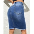 thumbnail image 5 of HLSOHJP Summer New High Elastic Raw Edge Slim Denim Skirt for Women Fashion Skinny Jeans Hip Cover Skirt Casual Ladies Clothing, 5 of 6