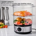 thumbnail image 2 of OVENTE 2 Tier Electric Food Steamer for Cooking Vegetables, Stainless Steel Base, Stackable and Dishwasher Safe Baskets, 400W with Auto Shutoff and 60-Minute Timer, 5 Quart Capacity, Silver FS62S, 2 of 7