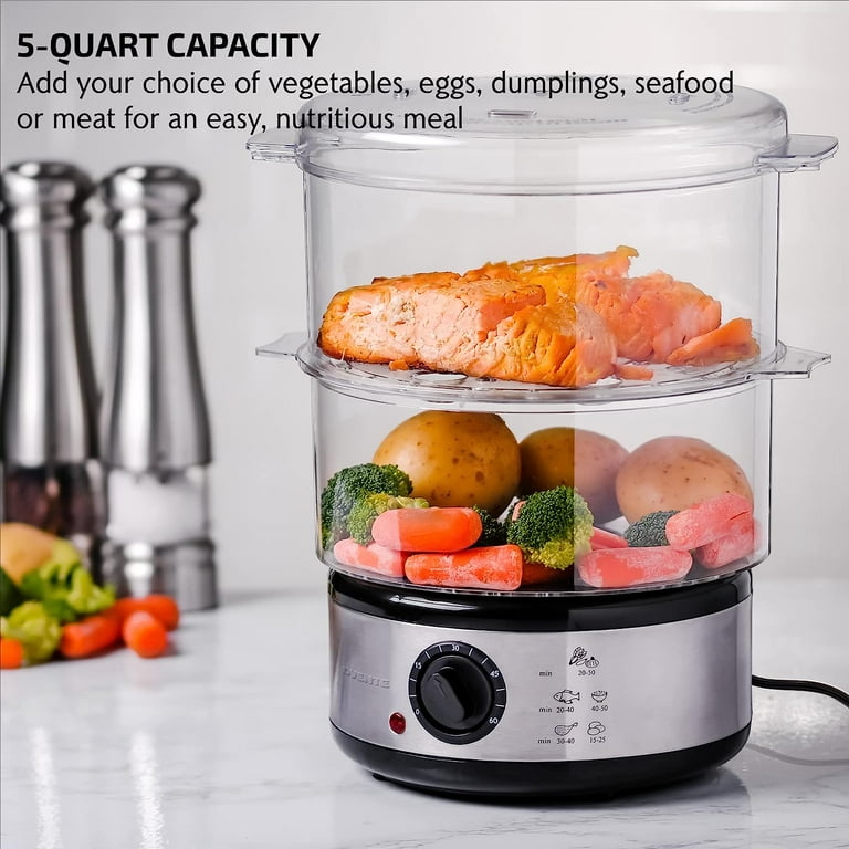 5-Qt Stainless Steel Electric Food Steamer with Auto Power-Off Protection