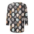 thumbnail image 4 of VKOYWKM Hauts pour Femmes Easter Day T-Shirts Imprimés Ufs Colorés Blouses Décontractées Col Rond Manches 3/4 Cadeau de Vacances Happy Easter, 4 of 5