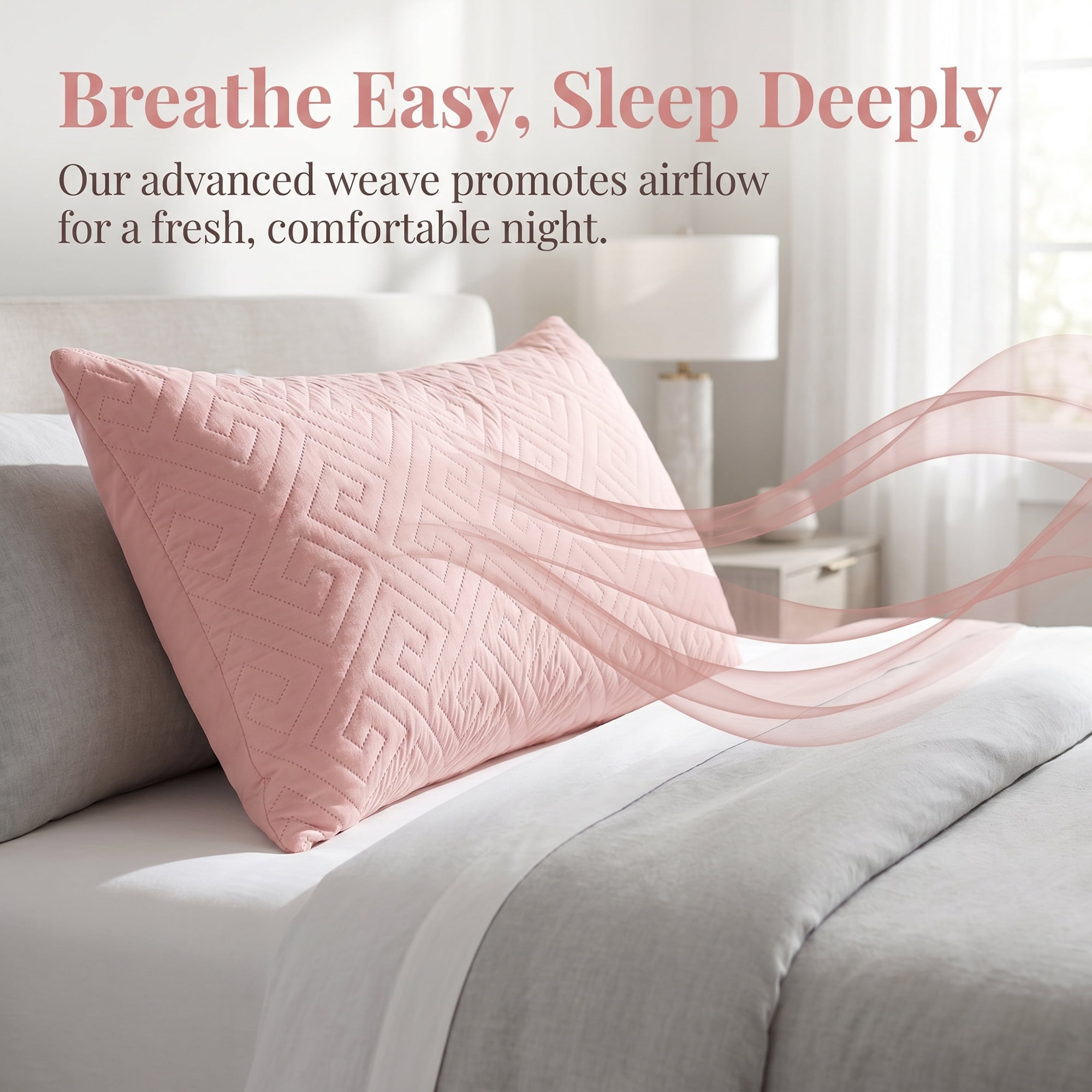 Unique Bargains Breathable Hypoallergenic Polyester Standard-size Pillow Protector Pink