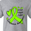 thumbnail image 4 of Inktastic Love, Care, Cure Lymphoma Awareness Lime Green Ribbon Hearts Youth T-Shirt, 4 of 5