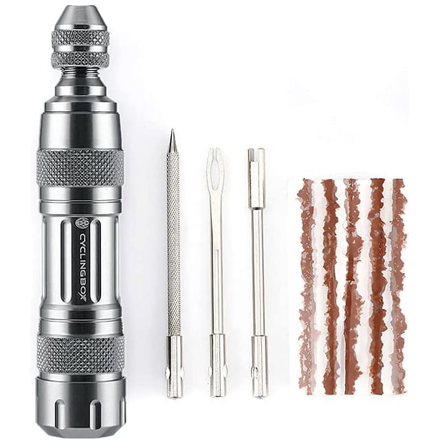 Kit de reparación de neumáticos de bicicleta sin cámara para neumáticos de bicicleta de montaña y carretera, reparación de pinchazos o juego de aparejos rápidos, herramienta de enchufe y tapones, con