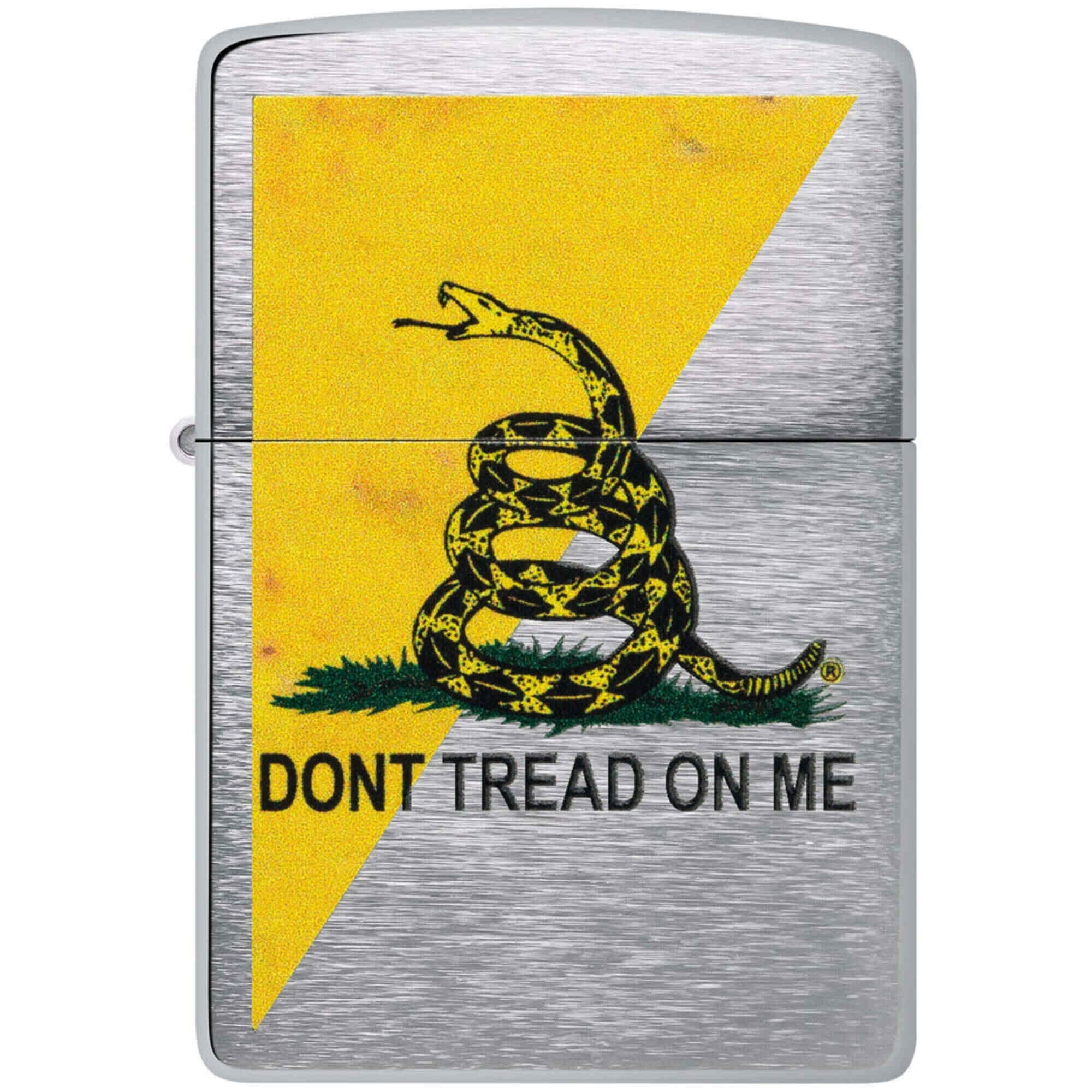 Zippo Dont Tread On Me Gadsden Flag Design Brushed Chrome Pocket Lighter