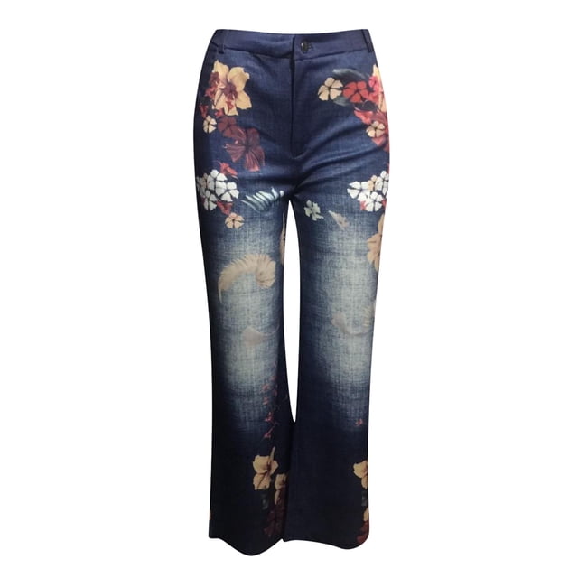Women Fashion Printed Jeans Casual Long Pants