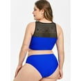 thumbnail image 4 of Rosegal Women Plus Size Lace Insert Bikini Swimsuit Blueberry Blue L, 4 of 9