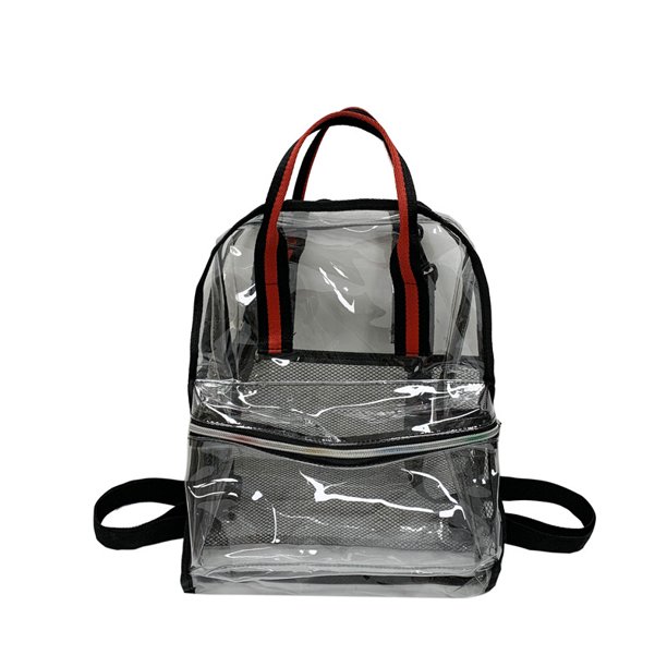 Bolsa Mochila transparente para mujer Mochila impermeable con cremallera Mochila grande para estudiantes (Negro)