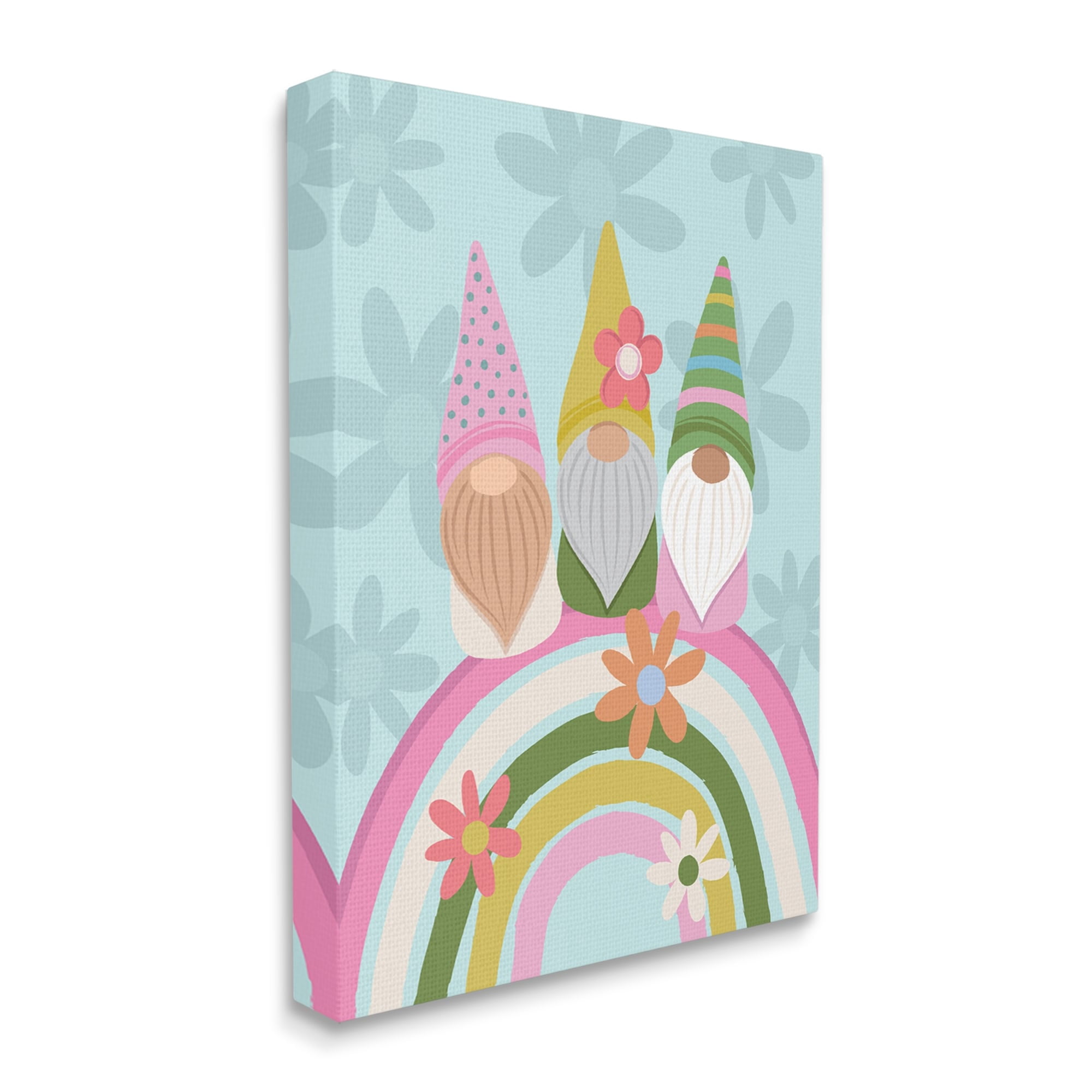 Stupell Industries Groovy Pink Garden Gnomes Pattern Rainbow Motif Canvas Wall Art, 36 x 48, Design by Lisa Perry Whitebutton
