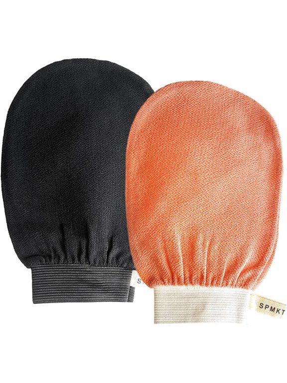 Exfoliating Glove, 2pcs Korean Exfoliating Mitt, Revive Glove Exfoliating Glove & Body Exfoliator, Keratosis Pilaris & Self Tanning to Improve Skin Tone Made with 100% Natural Viscose