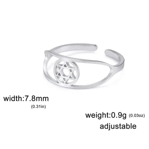 EOEMY Star Of David Rings Stainless Steel Open Ring Ethnic Jewish Amulet Jewelry Gift
