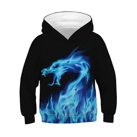 Kid's Girls Boys 3D Tops Hooded Pullover Long Sleeve Jumper Casual Loose Fleece