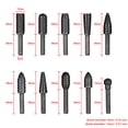 thumbnail image 3 of Yeacher 10pcs Rotary Files Rasp Set 6mm Shank Carbon Steel Carbide Milling Cutter Rotary File Burr Tool Woodworking Carving Bits Grinding Accessories, 3 of 8