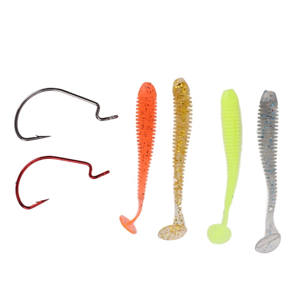 Kit De Señuelos De Pesca Blandos, Cebo Suave Con Cola En T, Artificial, Estirable, Reutilizable Para Pesca De Lubina
