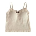 thumbnail image 3 of Womens Cami Tank Tops Spaghetti Strap Floral Lace Sleeveless Ribbed Summer Casual Crop Top( Beige, Free Size ), 3 of 5