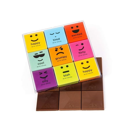 Moodibars by Astor Chocolate, Gourmet Chocolate Tiles Sampler, 18 count Variety Pack, Assorted Flavors Premium Milk & Dark Emoji Chocolates Gift Set, Perfect For Gifting, Finest Assortment Bundle,...