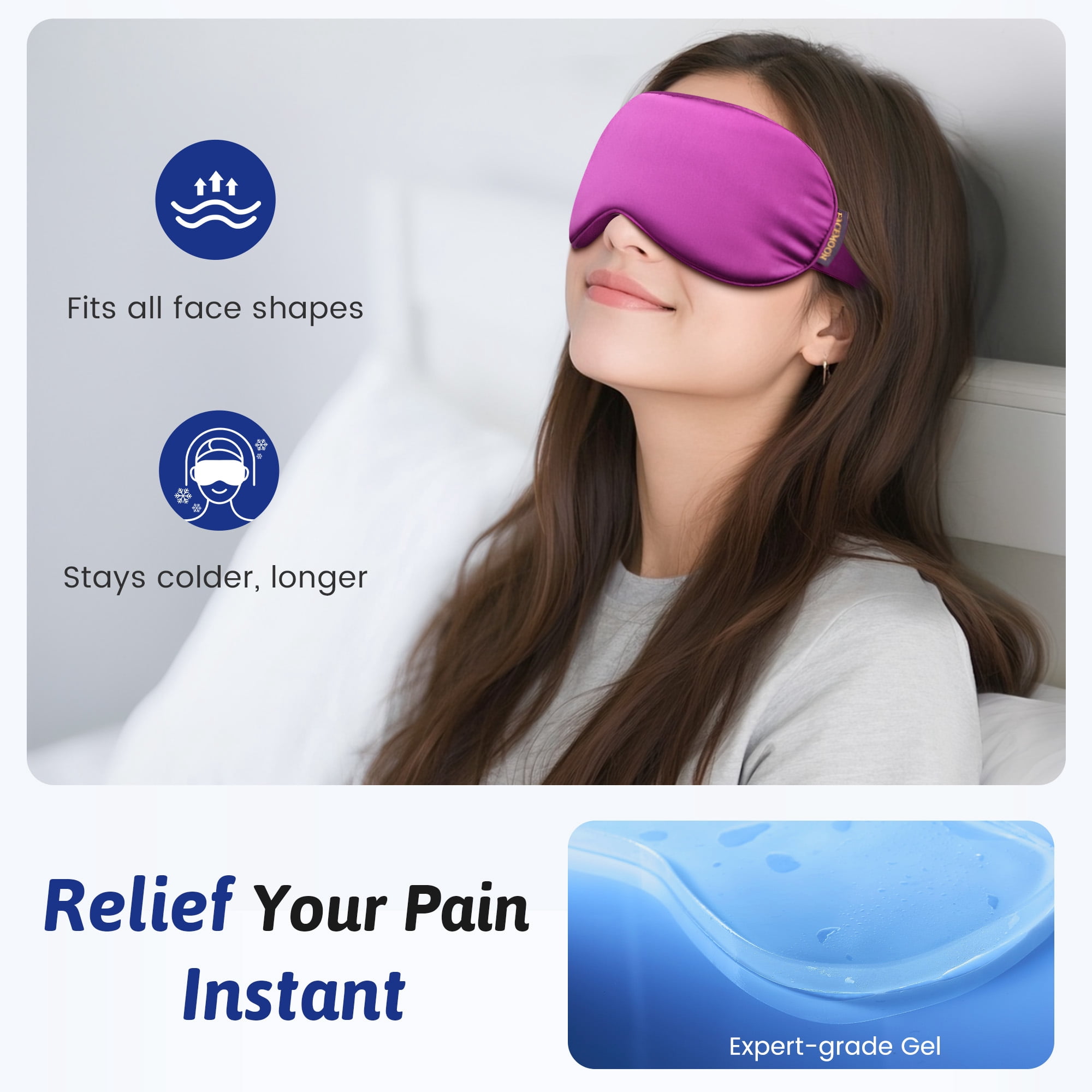 FACEMOON 2 pack adult cooling gel sleep mask for reduce puffiness dry eye relief home women men