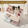 thumbnail image 4 of Makeup Organizer for Vanity with 2 Large Drawers, Cosmetic Display Case with Brush Holders, Easy to Storage for Bathroom Countertop Skincare, Desk Office Supplies, Pink, 4 of 8