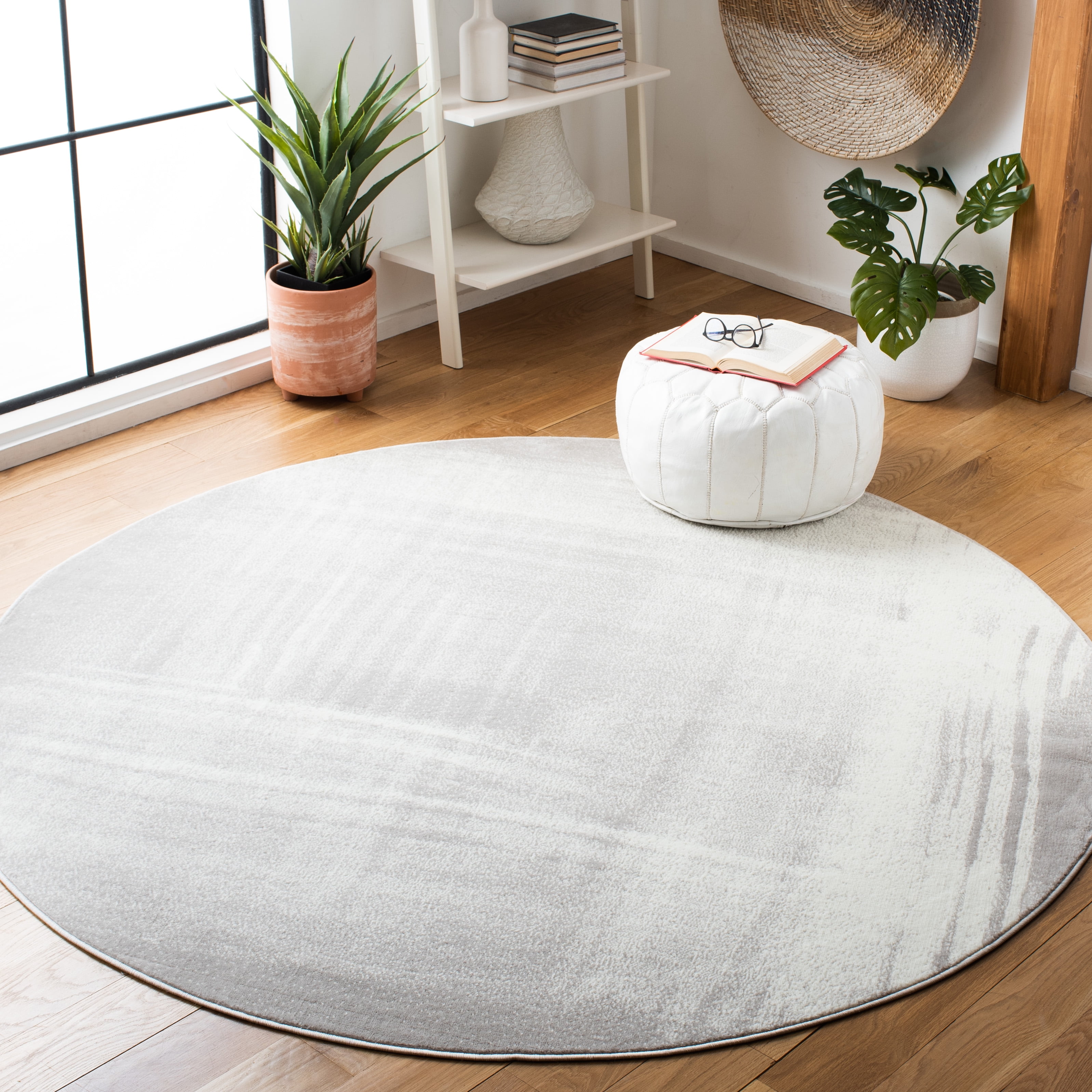 SAFAVIEH Skyler Steward Abstract Area Rug, Grey/Ivory, 6'7" x 6'7" Round
