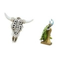 thumbnail image 5 of 2 Pieces Peacock Statue Cow Head Wall Decor Skull Wall Sculpture Resin Material Ornament for Bedroom Farmhouse Corridor, 5 of 8