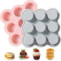2 Pcs Air Fryer Non-Stick Reusable Egg Mold Muffin Pan for Microwave, Oven, Refrigerator, Steamer (5.9 x 5.9 inches)