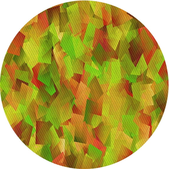 Ahgly Company Machine Washable Indoor Round Transitional Green Area Rugs, 4' Round