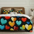 thumbnail image 5 of Pratyus Hearts Colorful Pattern 3-Piece Bedding Set for Bedroom Home Decor, Comfortable and Breathable, Romantic Valentine's Day Design 87x68in, 5 of 8